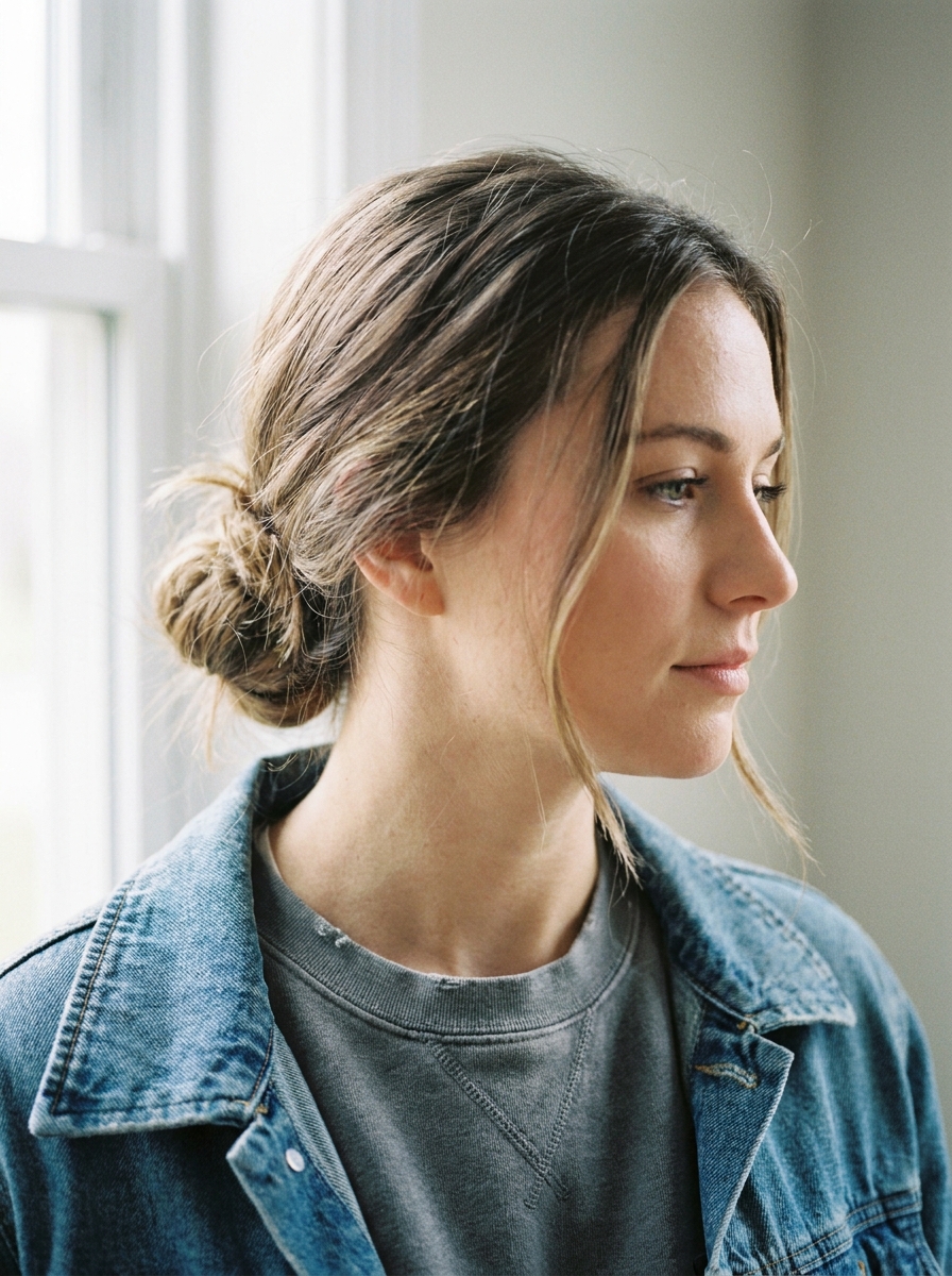 Messy Low Bun als Back to School Hairstyles Inspiration 2026